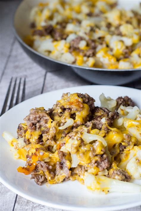 Cauliflower and Ground Beef Hash Low Carb Recipe Glue Sticks and